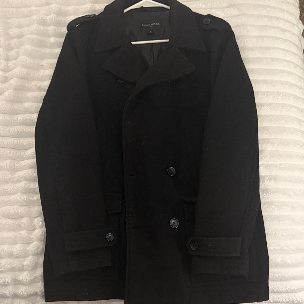 Banana Republic Men's Classic Black Peacoat